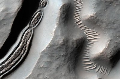 NASA公布火星怪诞照 陨石坠落形成看起来像细菌