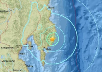 北京时间8日15时16分左右菲律宾棉兰老岛东部地区发生6.1级地震