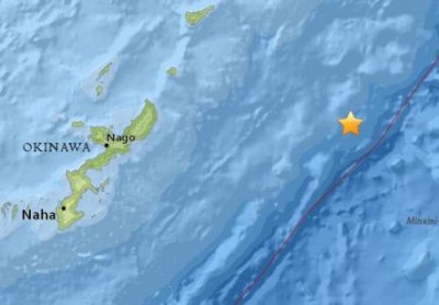 北京时间17日上午10时32分日本冲绳以东海域发生5.1级地震 震源深度10公里