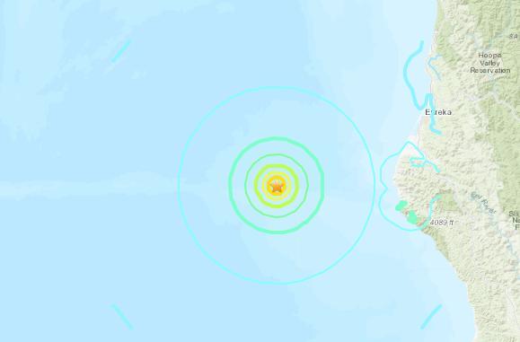 美加州附近海域发生5.9级地震震源深度2.2公里