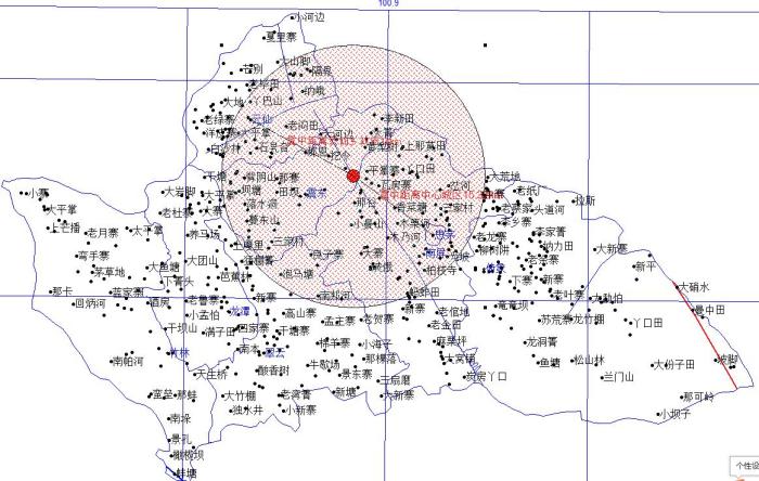 图为震中20公里范围内涉及的云仙乡、思茅镇、南屏镇示意图。　思茅区地震局供图 摄